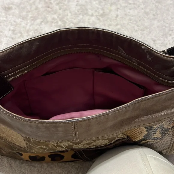 Coach Small Shoulder Bag with Pink Interior and Brown Exterior - Picture 9 of 10